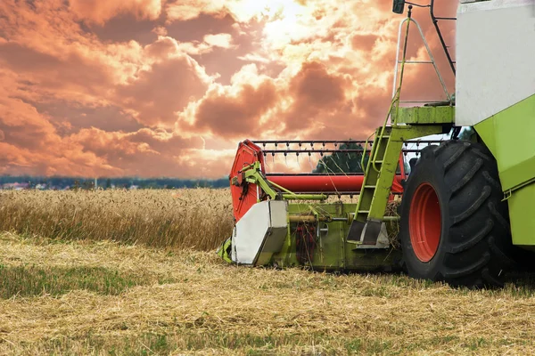 Cosechadora en un campo de trigo — Foto de Stock