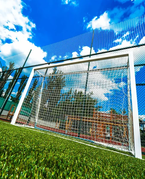 Gol net no estádio de futebol — Fotografia de Stock