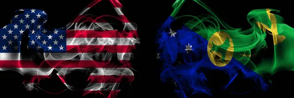 Amerikas Förenta Stater Australien Australiska Christmas Island Rök Flaggor Placerade — Stockfoto