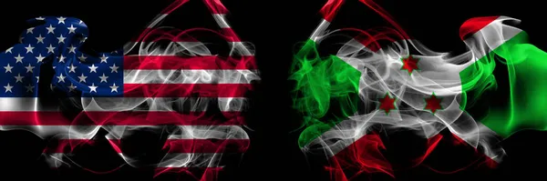 Amerikai Egyesült Államok Burundi Burundiai Füst Zászlók Egymás Mellett — Stock Fotó