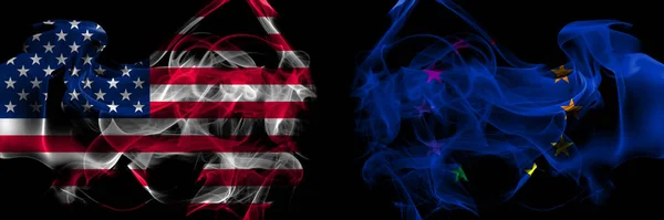 Estados Unidos América Europa Europeu Bandeiras Fumaça Gay Colocadas Lado — Fotografia de Stock