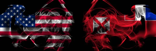 Сполучені Штати Америки Проти Франції Франції Волліса Футуни Курять Прапори — стокове фото