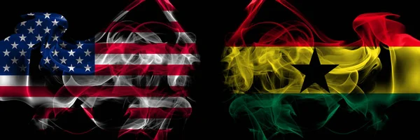Spojené Státy Americké Ghana Ghanaian Smoke Flags Placed Side Side — Stock fotografie
