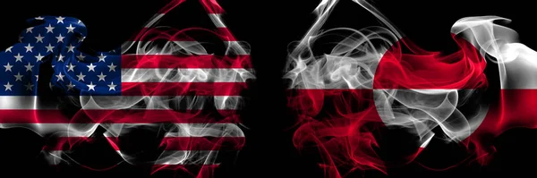 Amerikai Egyesült Államok Grönland Dánia Dán Füst Zászlók Egymás Mellett — Stock Fotó