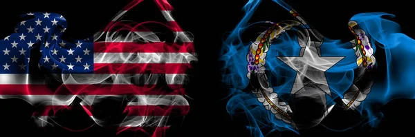Vereinigte Staaten Von Amerika Nördliche Marianen Rauchfahnen Nebeneinander Platziert — Stockfoto