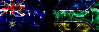 Avustralya bayrakları, Avustralya Brezilya, Brezilya, Amapa. Duman bayrağı siyah arkaplanda yan yana yerleştirildi. 