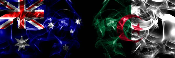 Vlajky Austrálie Austrálie Alžírsko Alžírsko Kouřový Prapor Umístěný Vedle Sebe — Stock fotografie