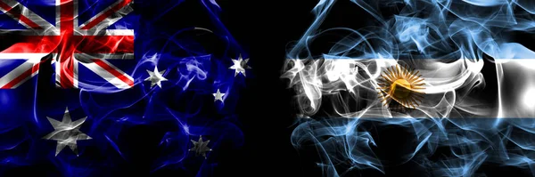 Flags Australia Australian Argentina Argentinian Argentine Smoke Flag Placed Side — Stock Photo, Image
