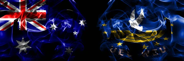 Flaggen Von Australien Australien Gegen Versammlung Westeuropäische Union Rauchfahne Nebeneinander — Stockfoto