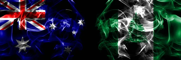 Vlajky Austrálie Australian Austrálie Australian Norfolk Island Kouřový Prapor Umístěný — Stock fotografie