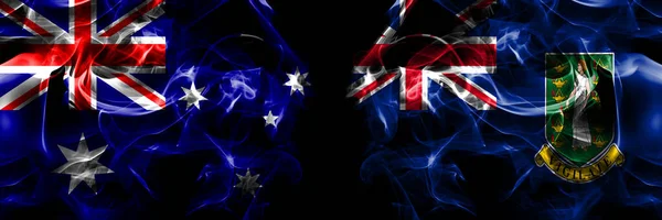 Vlaggen Van Australië Australië Tegen Groot Brittannië Britse Maagdeneilanden Rook — Stockfoto