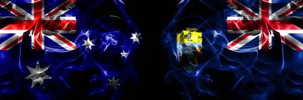 Bandeiras Austrália Austrália Britânico Grã Bretanha Santa Helena Bandeira Fumaça — Fotografia de Stock
