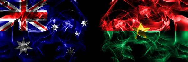 Zászló Ausztrália Ausztrál Burkina Faso Burkinese Füst Zászló Elhelyezett Egymás — Stock Fotó