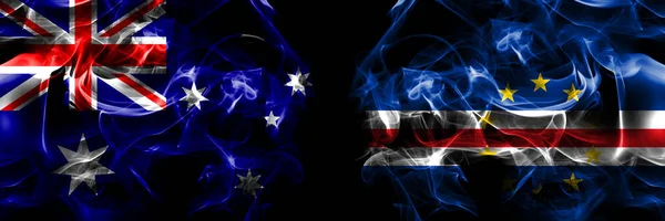 Flaggor Från Australien Australien Mot Kap Verde Cabo Verde Rök — Stockfoto