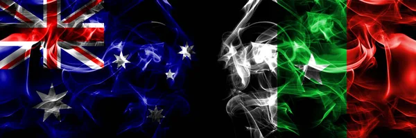 Флаги Австралии Австралии Против Казаманса Сенегала Дымовой Флаг Помещен Бок — стоковое фото