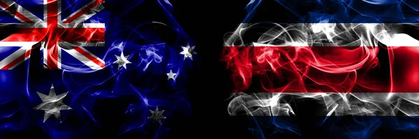 Bandeiras Austrália Austrália Costa Rica Bandeira Fumaça Colocada Lado Lado — Fotografia de Stock