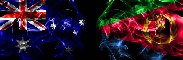 Flags Australia Australian Eritrea Eritrean Smoke Flag Placed Side Side — Stock Photo, Image