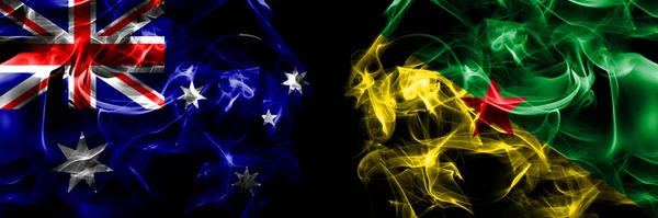Flags Australia Australian France French Guiana Smoke Flag Placed Side — Stock Photo, Image