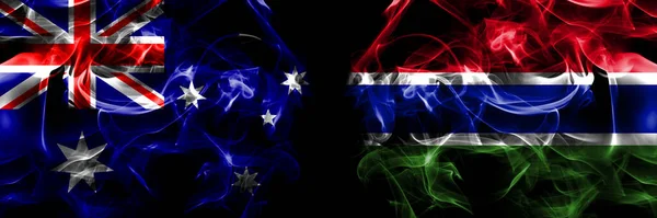 Flags Australia Australian Gambia Gambian Smoke Flag Placed Side Side — Stock Photo, Image
