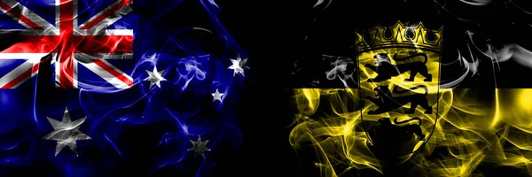 Флаги Австралии Австралии Германии Баден Вюртемберг Штат Дымовой Флаг Помещен — стоковое фото