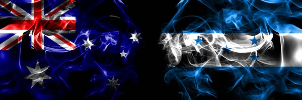 Bandeiras Austrália Austrália Honduras Honduras Bandeira Fumaça Colocada Lado Lado — Fotografia de Stock