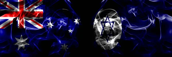 Vlajky Austrálie Australan Izrael Občanský Praporčík Kouřový Prapor Umístěný Vedle — Stock fotografie