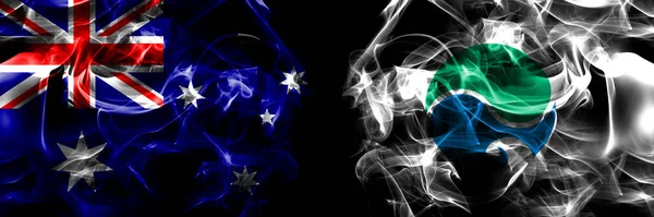 Vlajky Austrálie Austrálie Japonsko Japonsko Hamamatsu Shizuoka Kouřový Prapor Umístěný — Stock fotografie