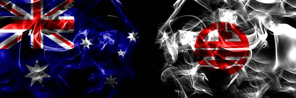 Vlajky Austrálie Austrálie Japonsko Japonsko Kaminokuni Hokkaido Hiyama Subprefektura Kouřový — Stock fotografie