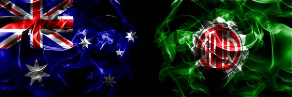 澳大利亚国旗 澳大利亚国旗对日本国旗 日本国旗 日本国旗 北海道旗帜 日本国旗 日本国旗 日本国旗 日本国旗 日本国旗 — 图库照片