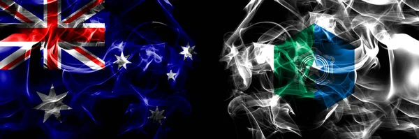 Vlajky Austrálie Austrálie Japonsko Japonsko Sapporo Hokkaido Kouřový Prapor Umístěný — Stock fotografie