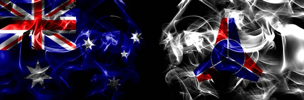 Vlajky Austrálie Australian Japonsko Japonsko Sarufutsu Hokkaido Soya Subprefektura Kouřový — Stock fotografie
