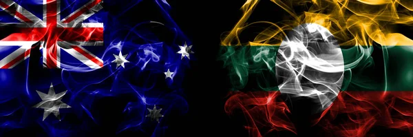 Vlajky Austrálie Australian Myanmar Shan State Kouřový Prapor Umístěný Vedle — Stock fotografie