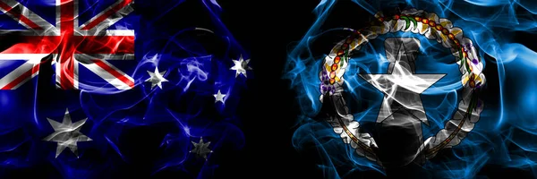 Flaggen Von Australien Australien Gegen Nördliche Marianen Rauchfahne Nebeneinander Auf — Stockfoto