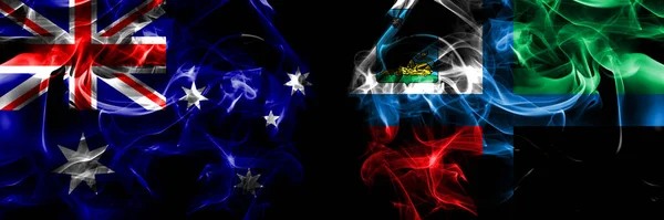 Флаги Австралии Австралии России Белгородской Области Дымовой Флаг Помещен Бок — стоковое фото