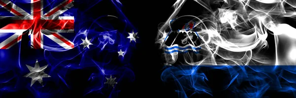 Флаги Австралии Австралии России России Камчатской Области Дымовой Флаг Помещен — стоковое фото