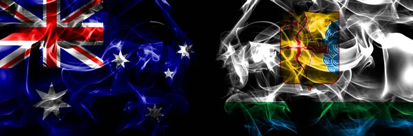 Флаги Австралии Австралии России России Кировской Области Дымовой Флаг Помещен — стоковое фото