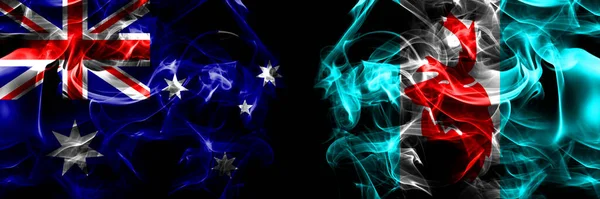Vlajky Austrálie Australan Rusko Rusky Koryakia Kouřový Prapor Umístěný Vedle — Stock fotografie