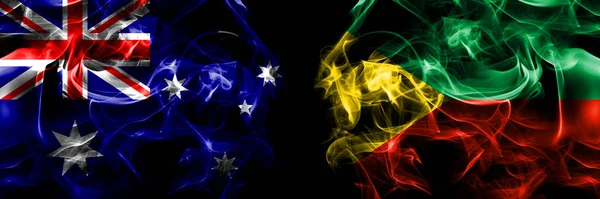 Drapeaux Australie Australie Russie Russie Territoire Zabaykalsky Drapeau Fumée Placé — Photo