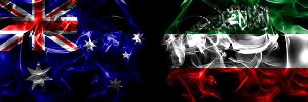 Banderas Australia Australia Somalilandia Bandera Humo Colocada Lado Lado Sobre —  Fotos de Stock
