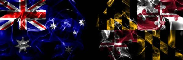 Flaggen Von Australien Australien Gegen Vereinigte Staaten Von Amerika Amerika — Stockfoto