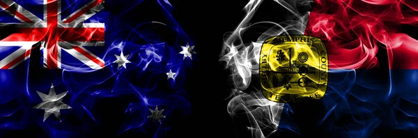 Флаги Австралии Австралии Против Соединенных Штатов Америки Америки Сша Сша — стоковое фото