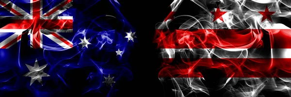 オーストラリアの国旗 オーストラリアの国旗 アメリカ アメリカ アメリカ アメリカ ワシントンD 黒地に煙旗を並べて — ストック写真