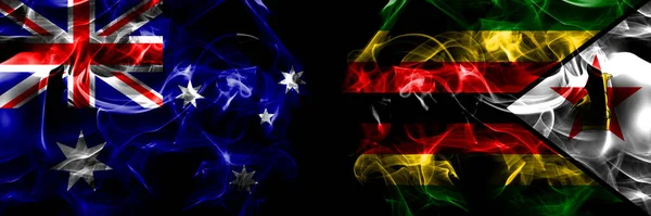 Flags Australia Australian Zimbabwe Zimbabwean Zimbo Smoke Flag Placed Side — Stock Photo, Image