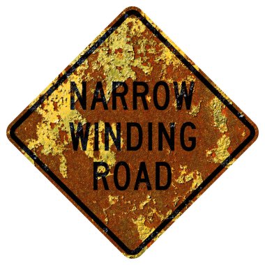 Paslı Amerikan yol tabelası Dar viraj yolu