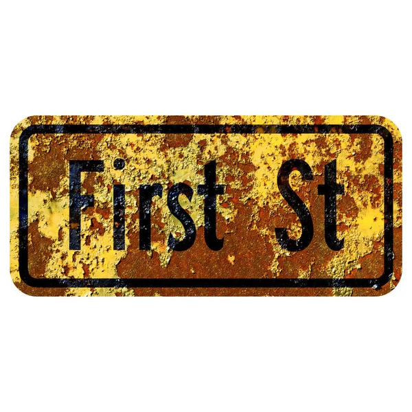 Old Rusty American Road Sign Advance Street Name — Stock Photo, Image