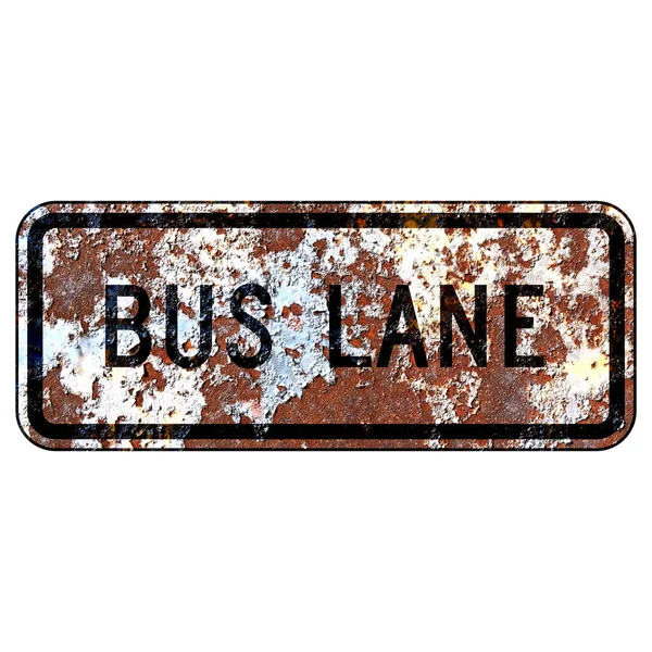 Velho Sinal Estrada Americana Enferrujado Bus Lane — Fotografia de Stock