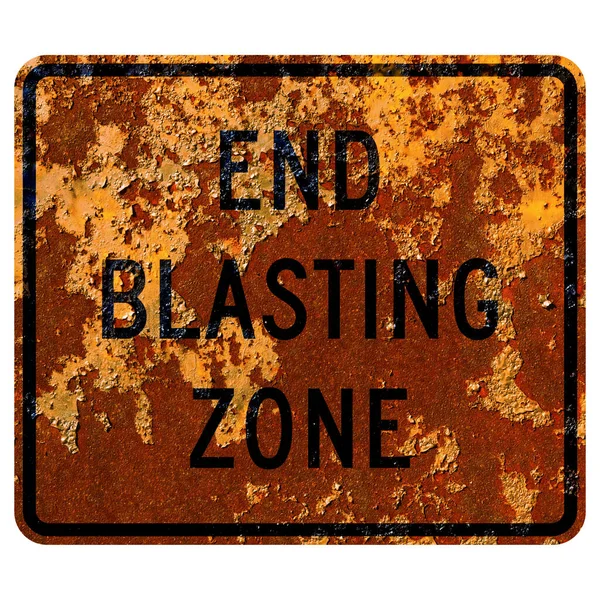 Старый Ржавый Американский Дорожный Знак Конечная Зона Взрыва — стоковое фото