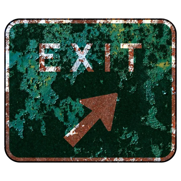 Old Rusty American Road Sign Exit Sign Right — Stock Photo, Image