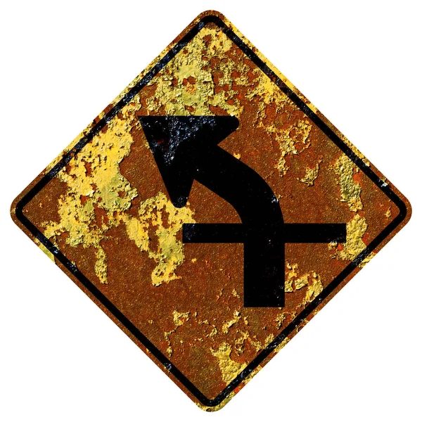 Old Rusty American Road Sign Persimpangan Keselarasan Horisontal — Stok Foto