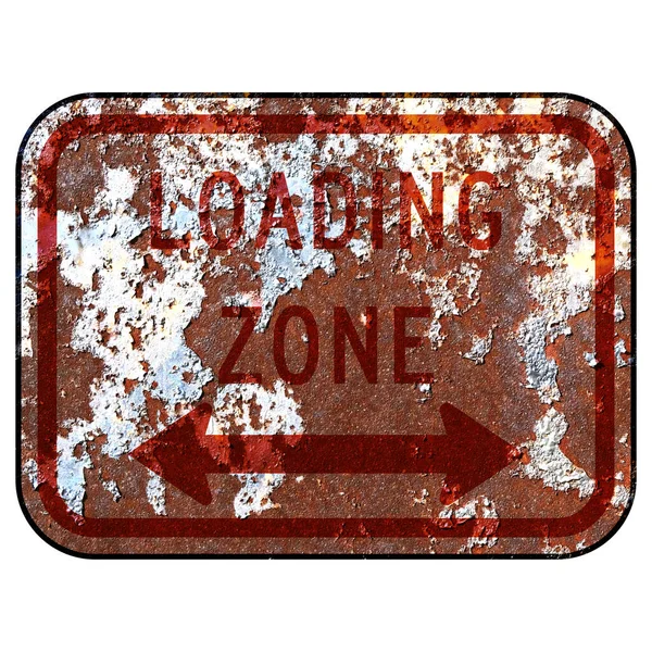 Old Rusty American Road Sign Loading Zone — Stock Photo, Image